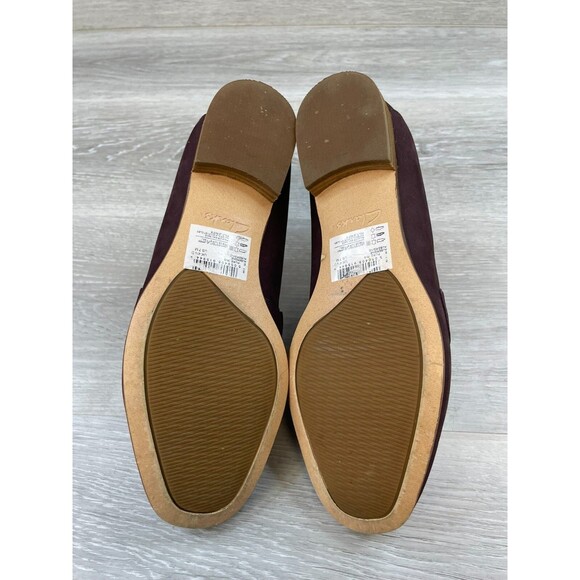 Clarks Pure Iris Women's US 7M Purple Leather Slip-On Driving Penny Loafer Shoes - Picture 6 of 10